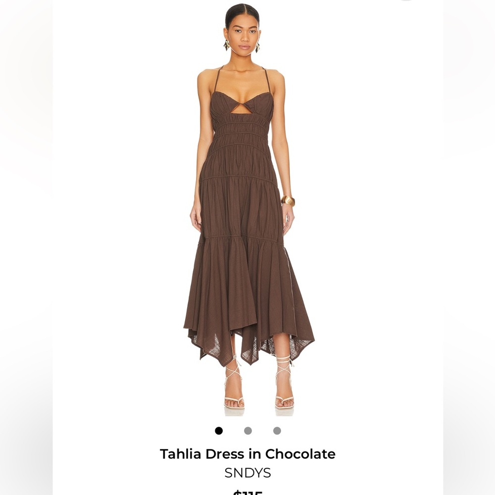 SNDYS Tahlia Asymmetrical Chocolate Brown Maxi Dress